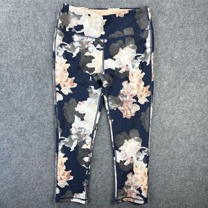Marika Sport Leggings Womens Small Blue Floral Print Capri Athletic Yoga Gym